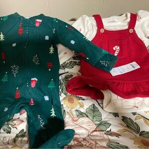 Carter's Green and Red Holiday Baby Outfit Set